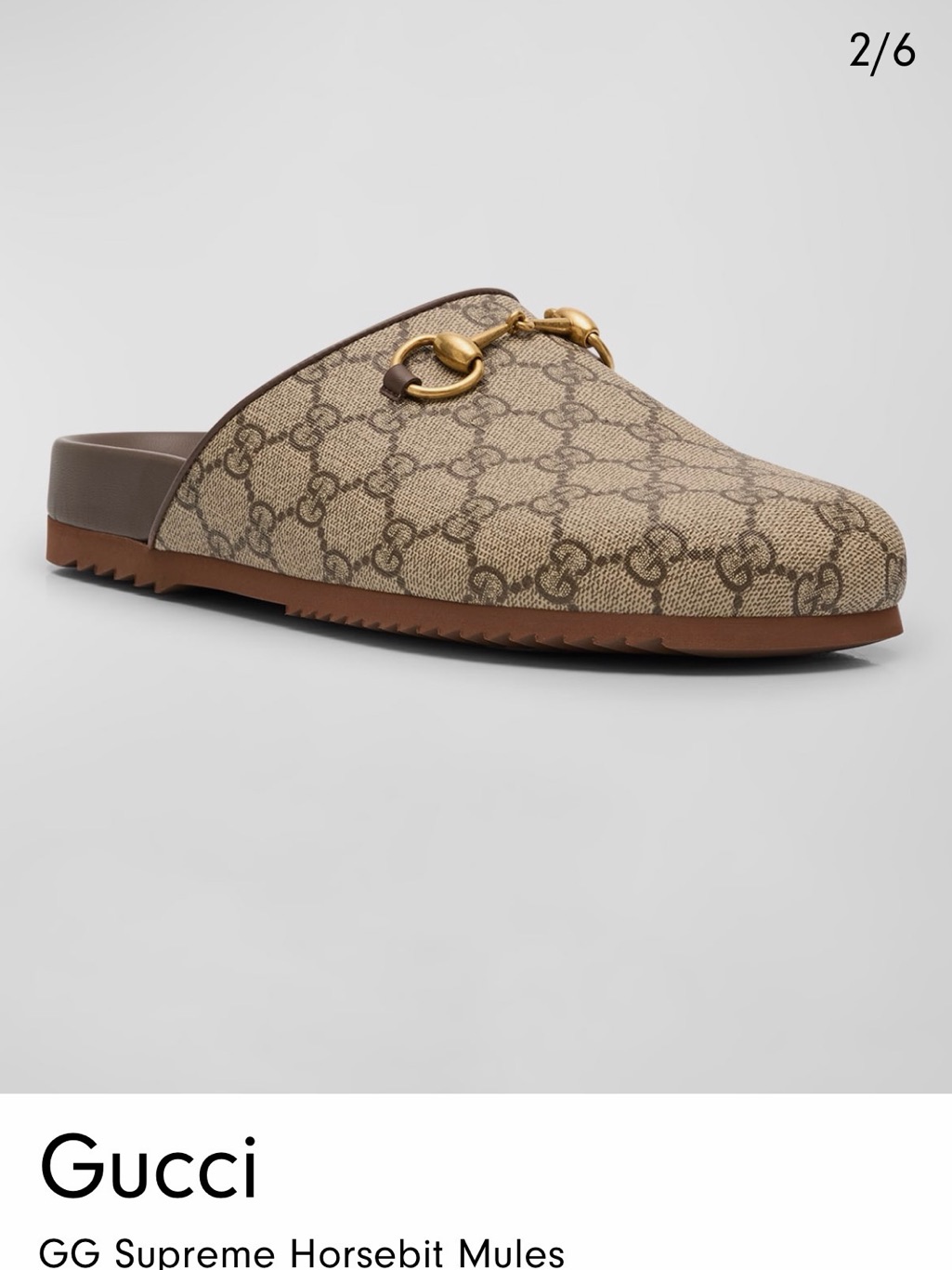 Gucci Brown Gg Supreme Horsebit Slide Mule